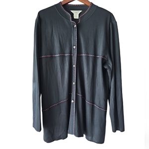 Exclusively MISOOK WOMAN Black Acrylic Snap Button Front Cardigan Jacket Size 1X